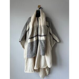 Vintage Icelandic Wool Ruana Cape Coat Blanket Shawl Nordic Made In Iceland OS